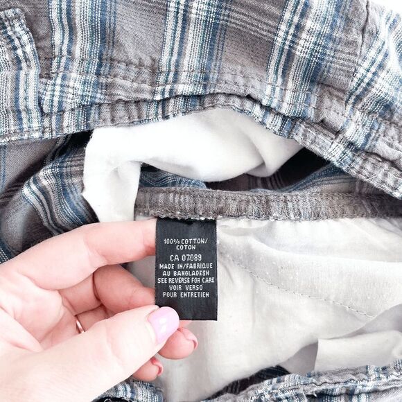 Burnside Mens Cargo Shorts Side Pockets Plaid Blue Gray Size 36 - Picture 5 of 9